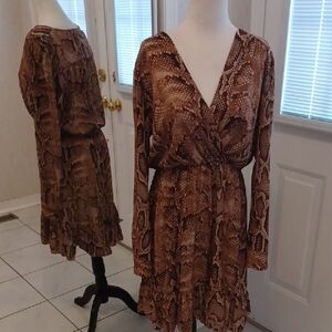 4/$40 Brown Snake Print Dress - Size Medium